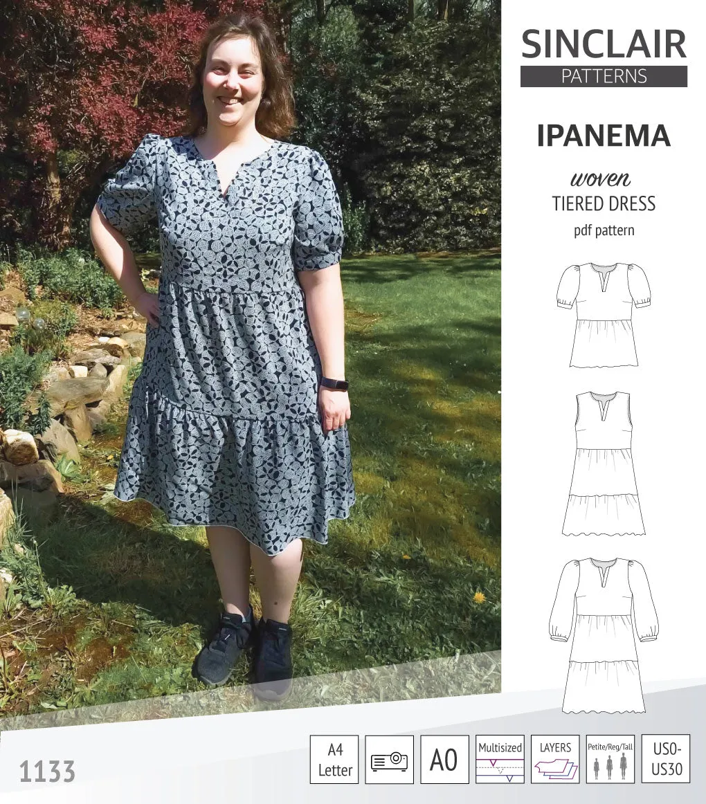 Ipanema tiered woven top and dress with a placket (PDF)