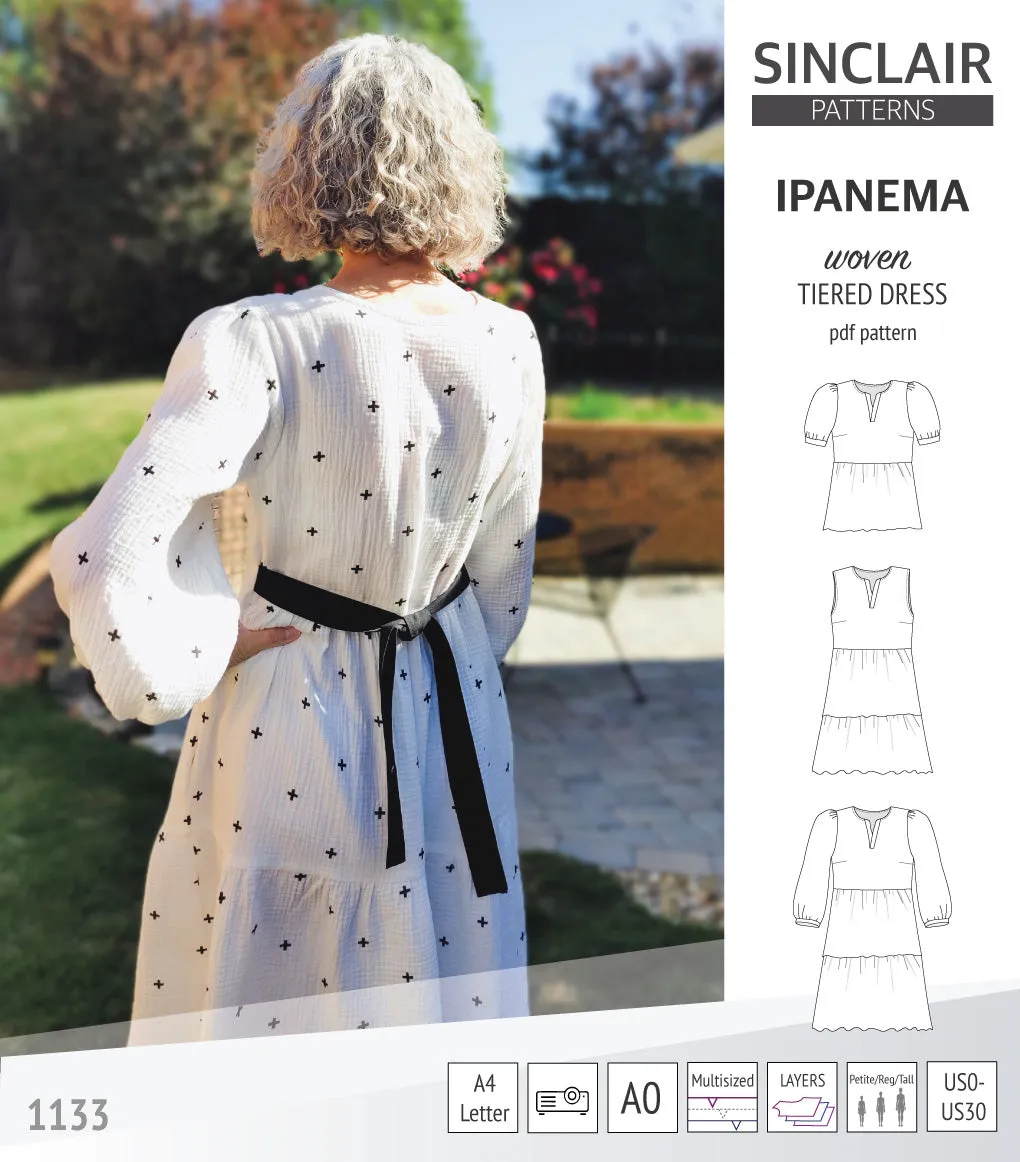 Ipanema tiered woven top and dress with a placket (PDF)