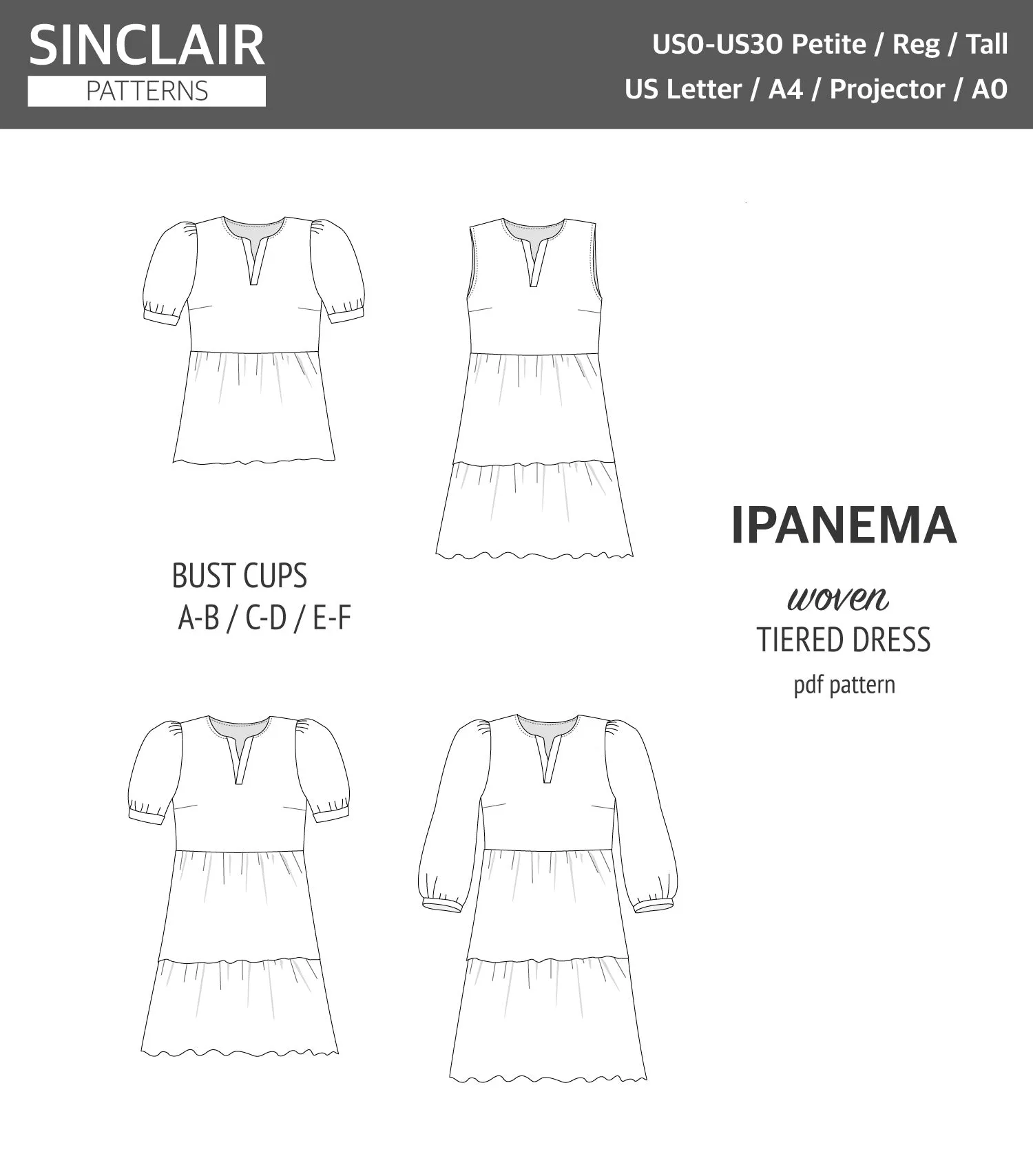 Ipanema tiered woven top and dress with a placket (PDF)