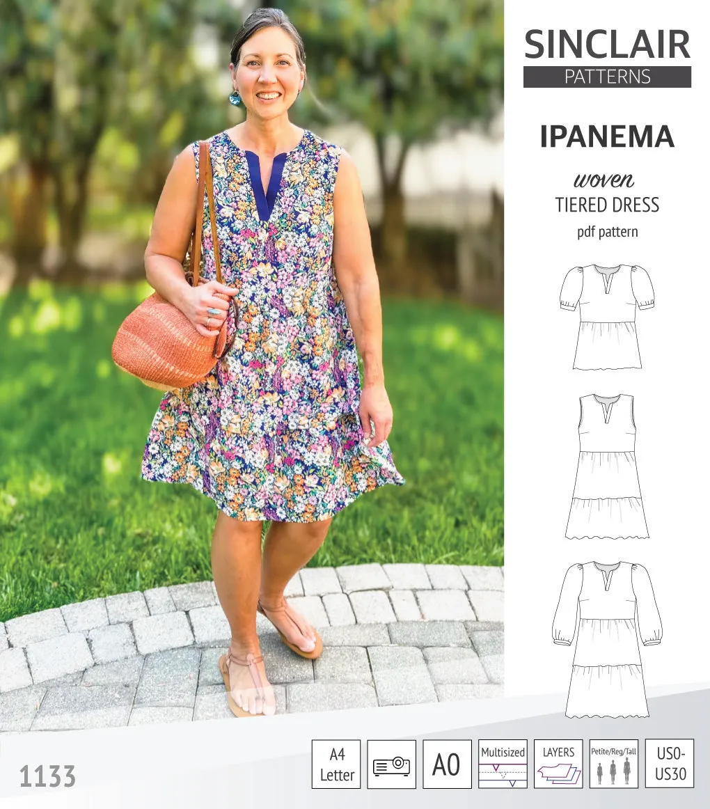 Ipanema tiered woven top and dress with a placket (PDF)