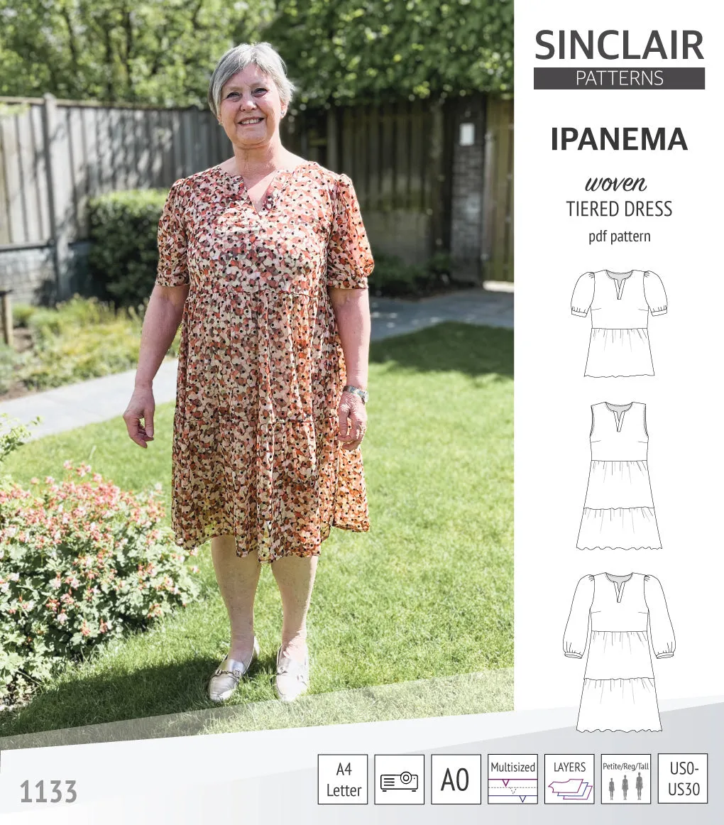 Ipanema tiered woven top and dress with a placket (PDF)
