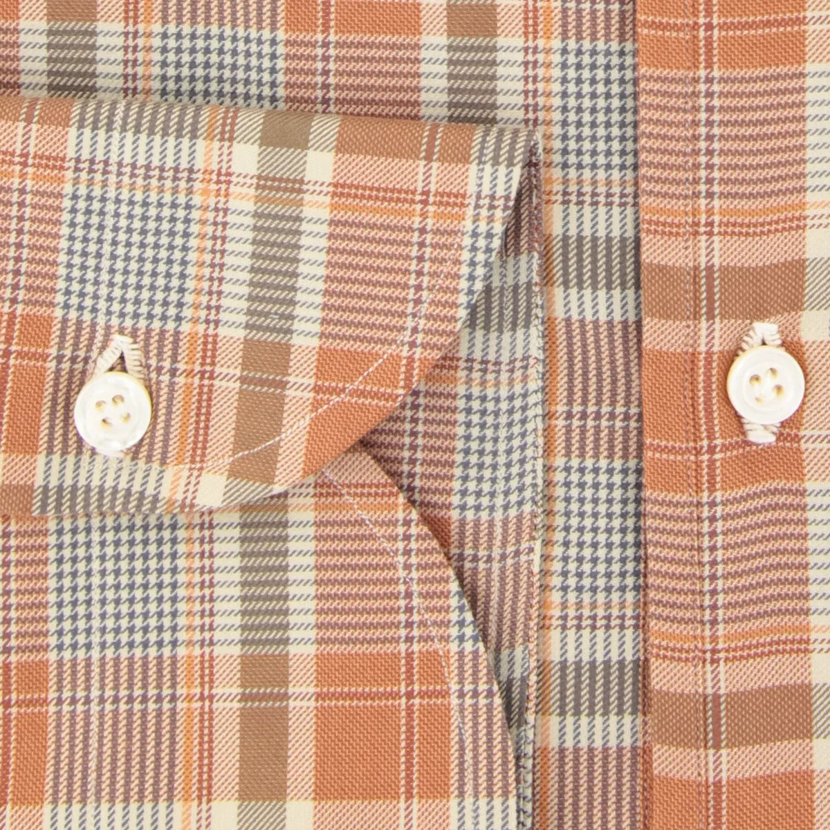 Isaia Caramel Brown Popover Shirt - Extra Slim
