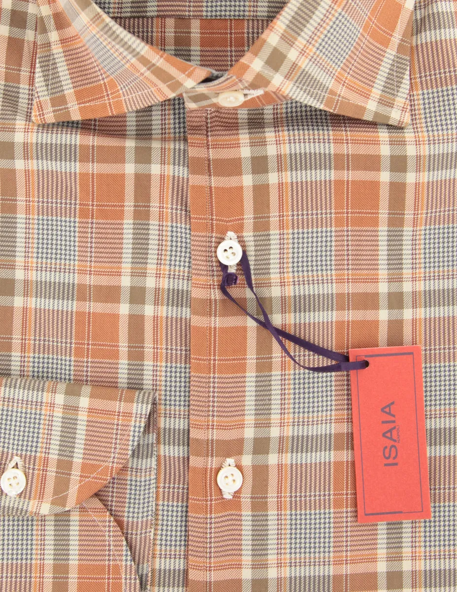 Isaia Caramel Brown Popover Shirt - Extra Slim
