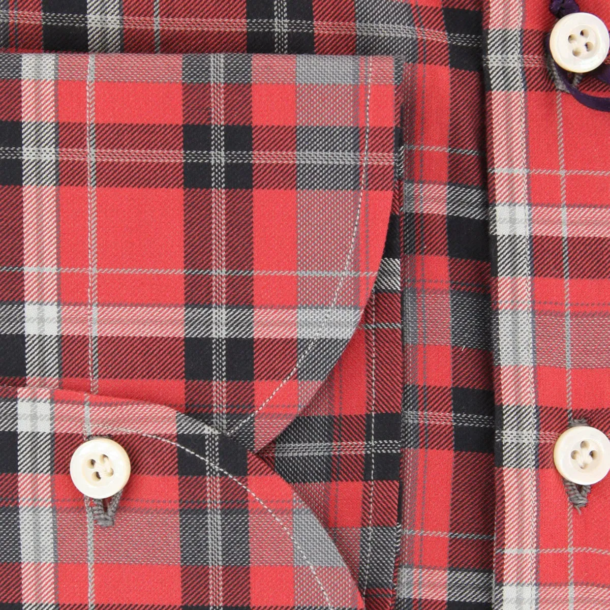 Isaia Red Popover Shirt - Slim
