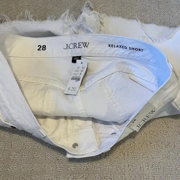 J. Crew Relaxed Fit White Shorts Size 28 NWT