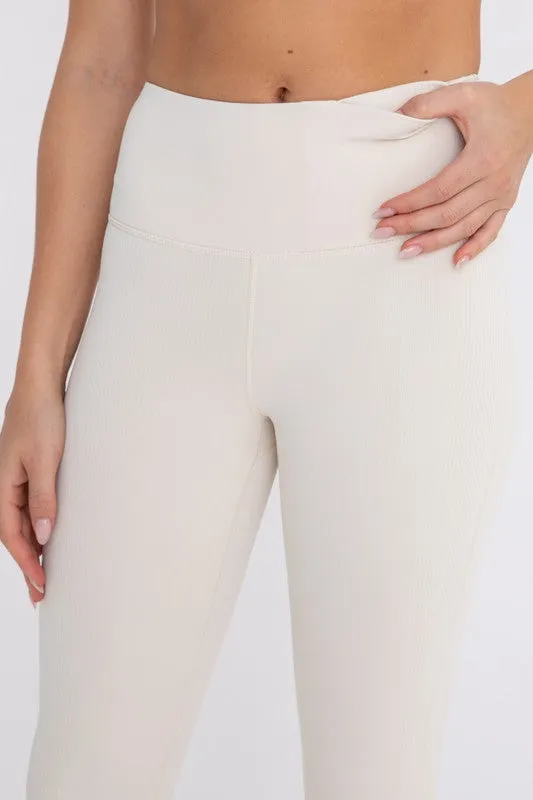 Jacquard Ribbed High-Waisted Leggings - Mono B