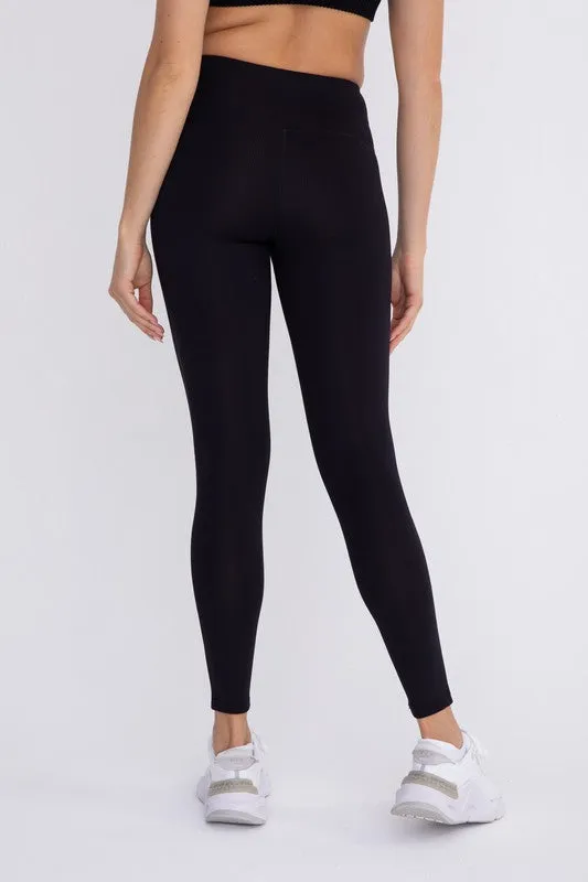 Jacquard Ribbed High-Waisted Leggings - Mono B