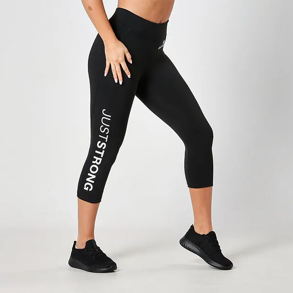 Jet Black 3/4 Just Strong Capri