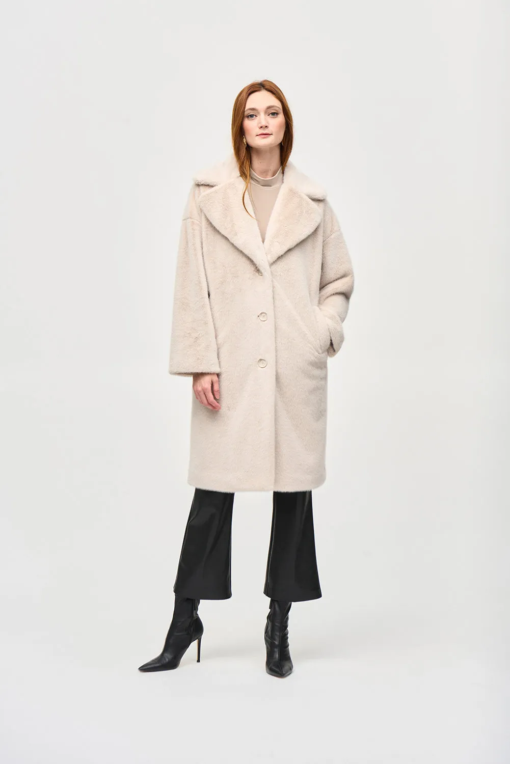 Joseph Ribkoff Faux Fur Straight Coat Jr243902
