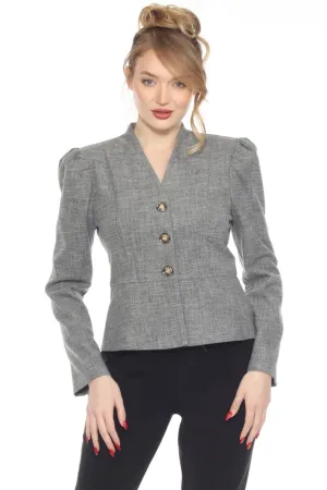 Joseph Ribkoff Grey Melange Puff Sleeve Peplum Jacket 244207