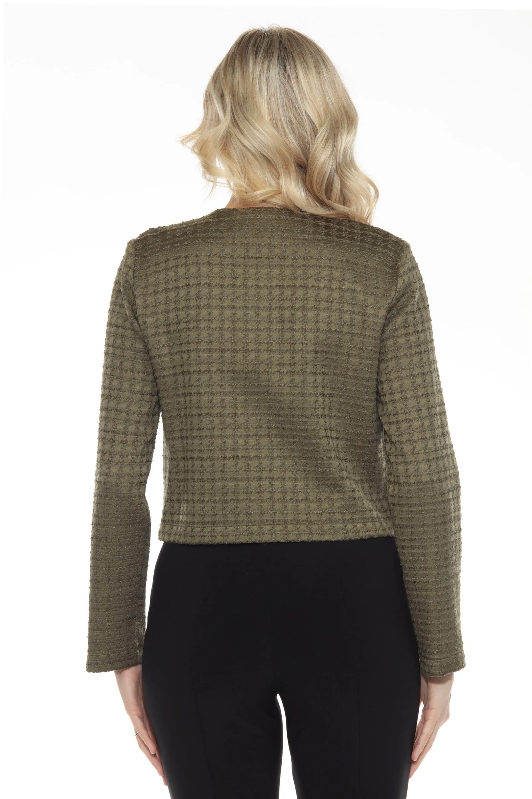 Joseph Ribkoff Olive Green Textured Houndstooth Jacket 244056