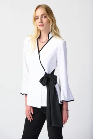 Joseph Ribkoff Silky Knit And Satin Colour-Block Jacket Jr241074