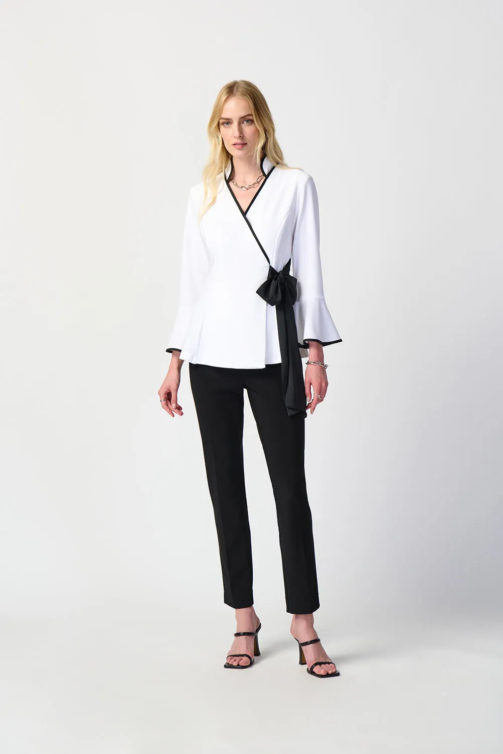 Joseph Ribkoff Silky Knit And Satin Colour-Block Jacket Jr241074