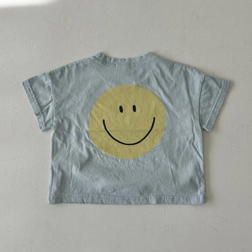 Kids Smile Tee- Dusty Blue