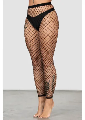 Killstar All Caught Up Fishnet Leggings Black