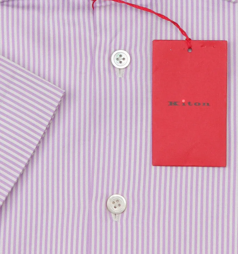 Kiton Lavender Purple Short Sleeved Shirt - Slim