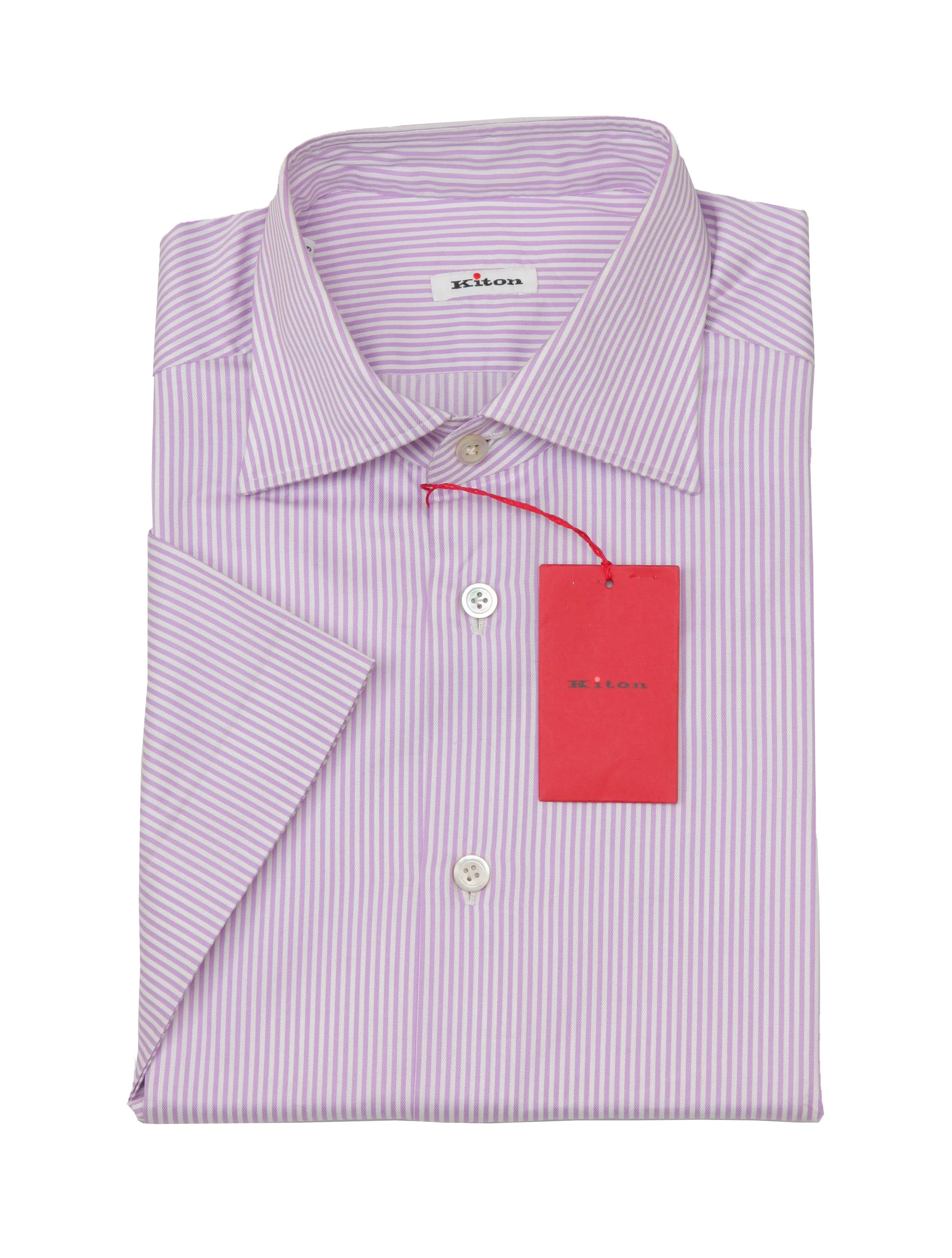 Kiton Lavender Purple Short Sleeved Shirt - Slim