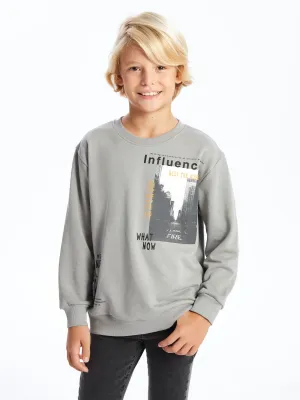 Lcw Kids Gray Crew Neck Boy Sweatshirt