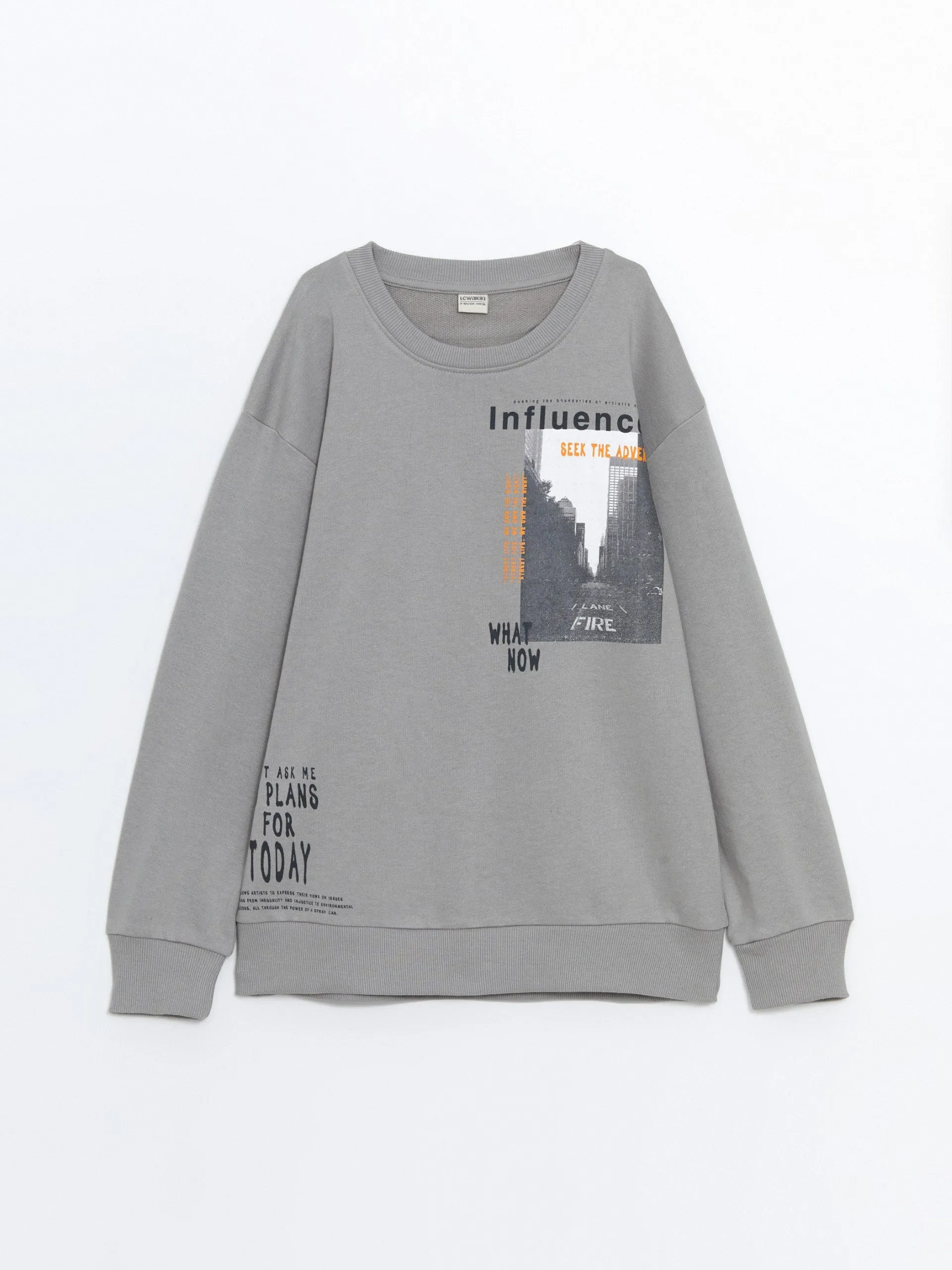 Lcw Kids Gray Crew Neck Boy Sweatshirt