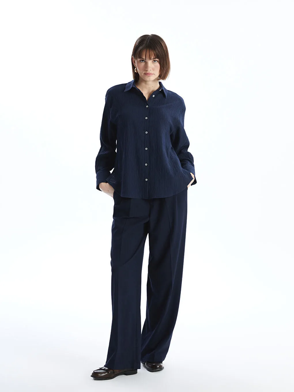 LCW Vision Beige Textured Women Shirt