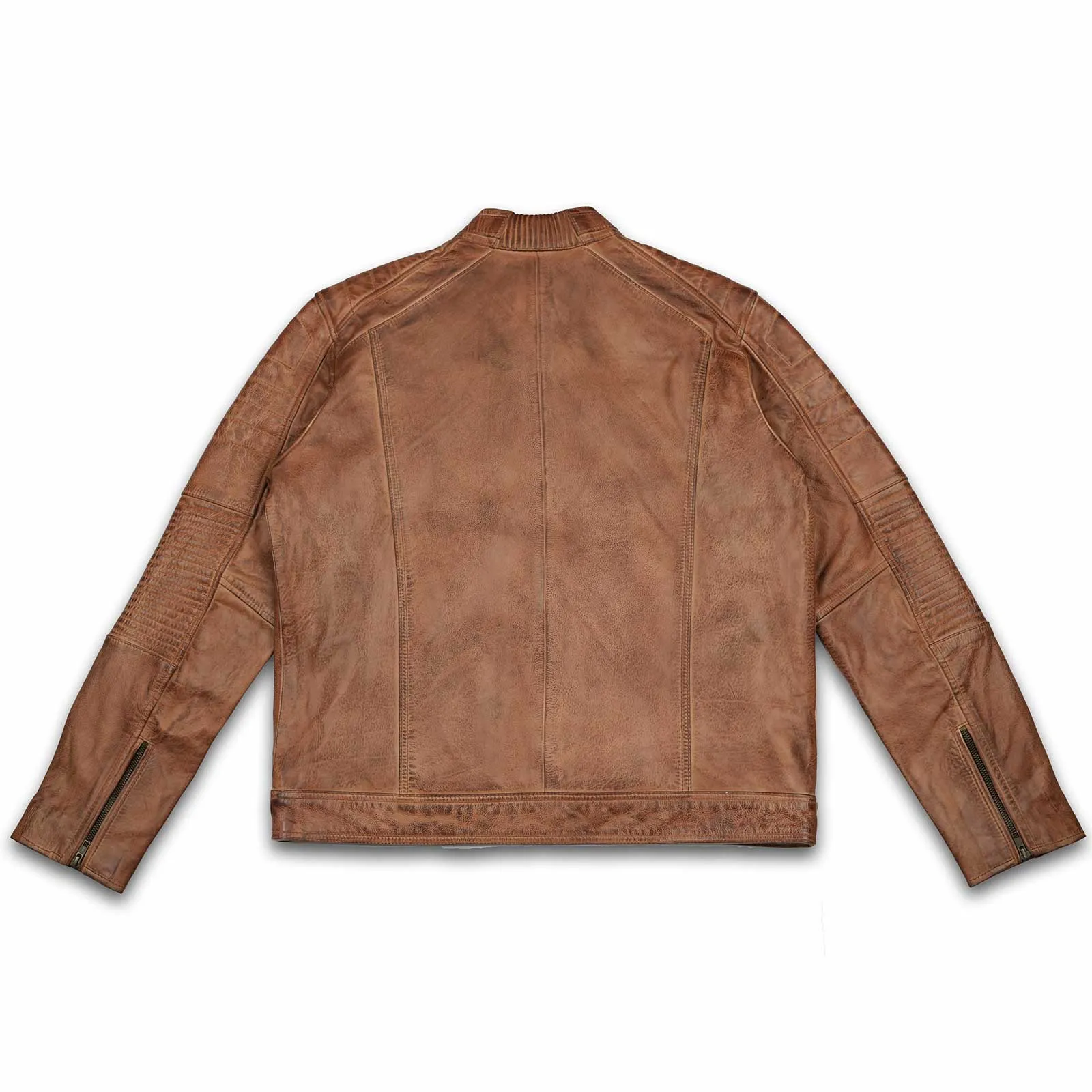 Leatherick Vintage Distressed Tan Brown Leather Jacket