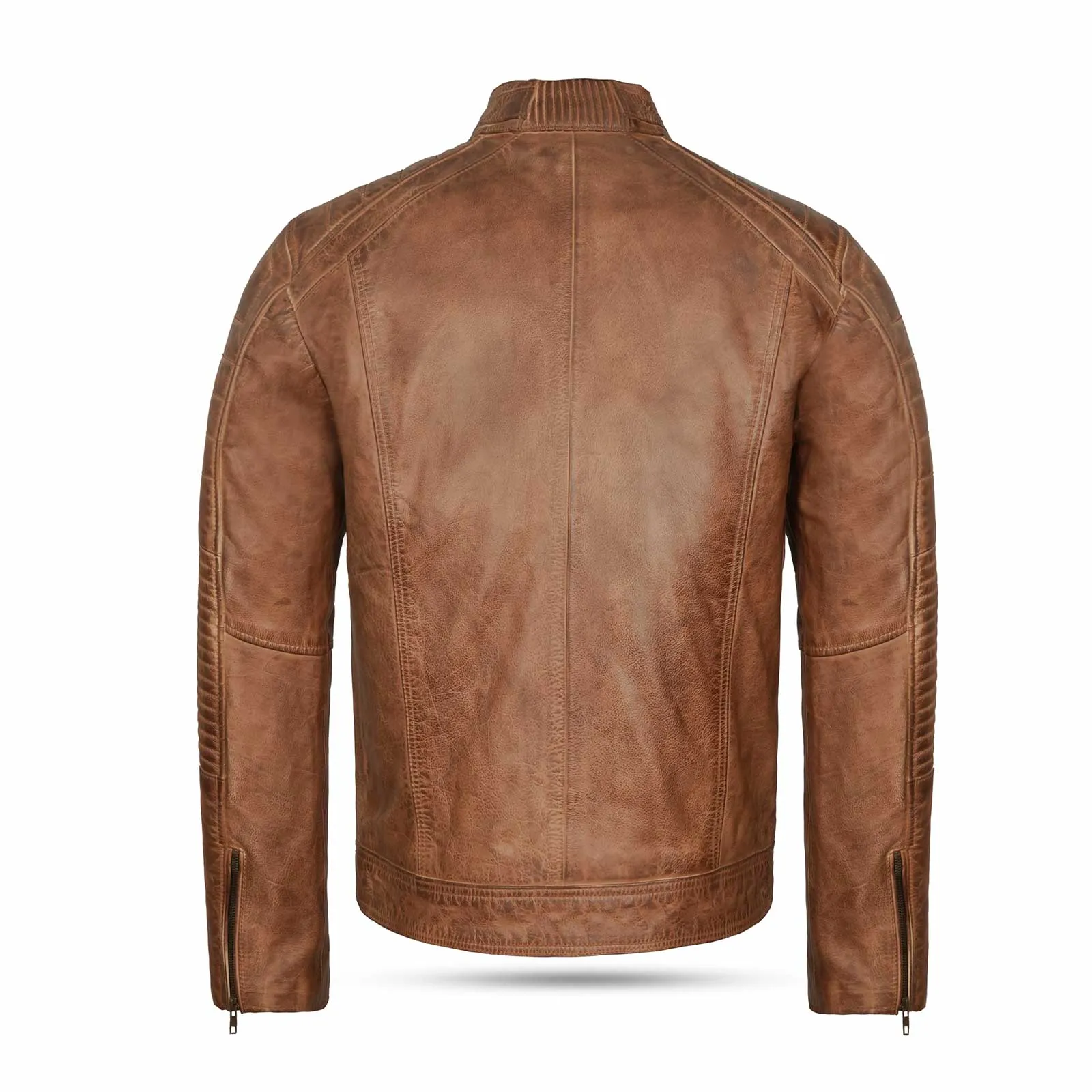 Leatherick Vintage Distressed Tan Brown Leather Jacket