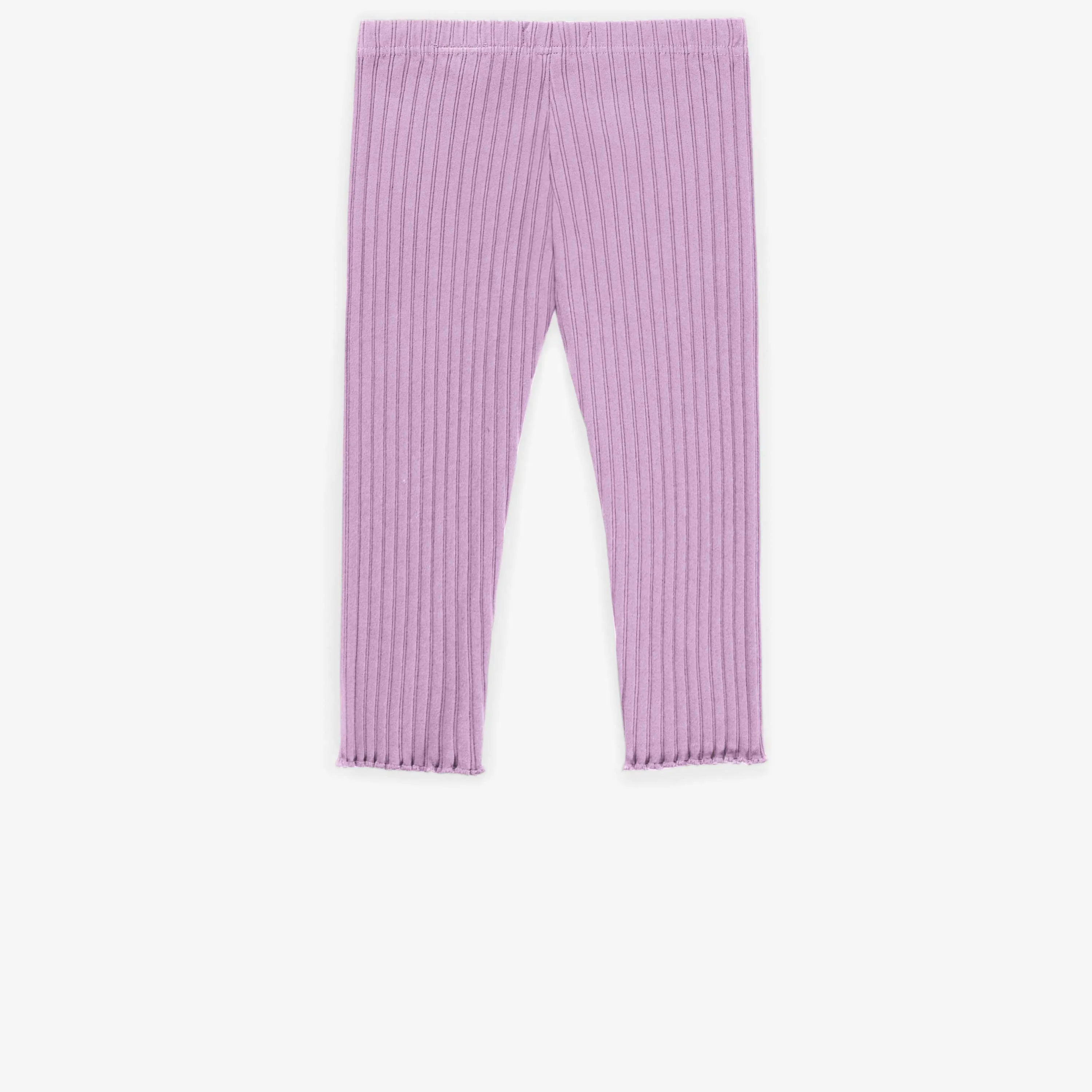 Legging mauve 3/4 en coton côtelé, enfant || Purple 3/4 legging in ribbed cotton, child