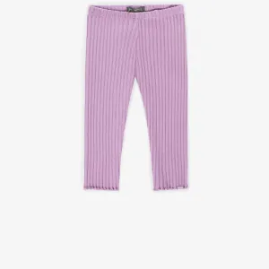 Legging mauve 3/4 en coton côtelé, enfant || Purple 3/4 legging in ribbed cotton, child