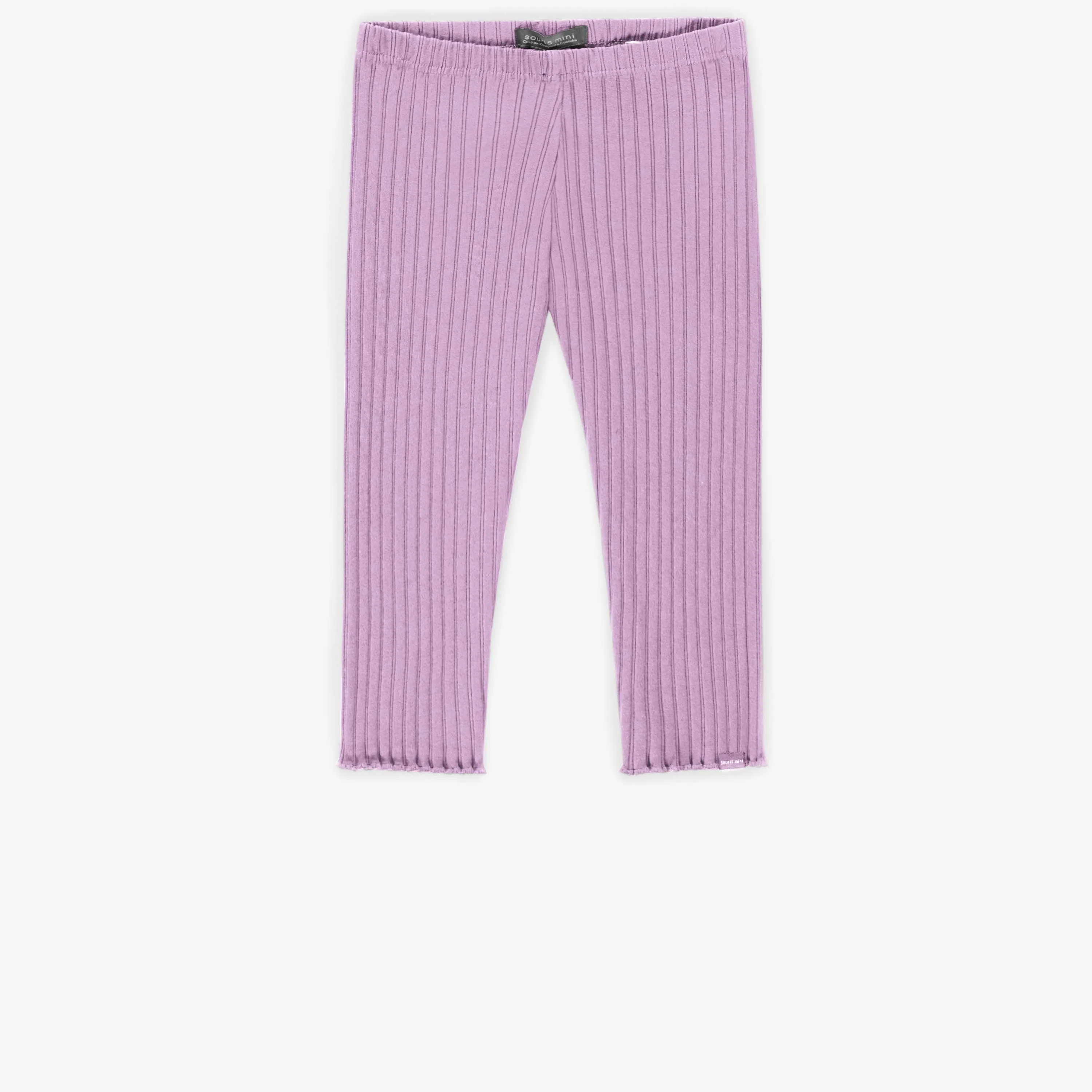 Legging mauve 3/4 en coton côtelé, enfant || Purple 3/4 legging in ribbed cotton, child