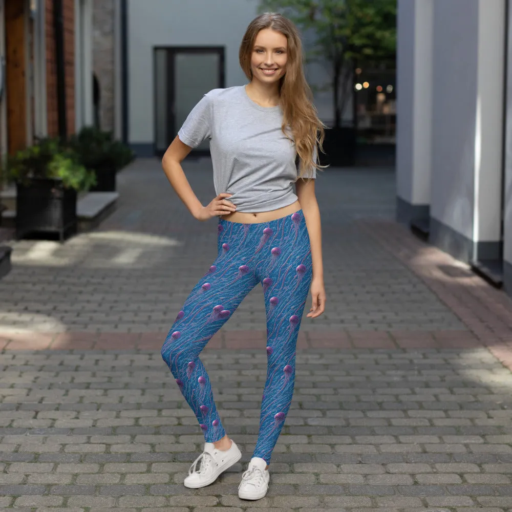 Leggings Blue and Violet Jellyfishes
