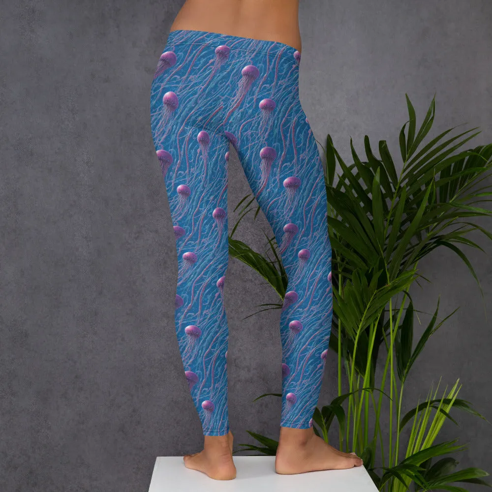 Leggings Blue and Violet Jellyfishes