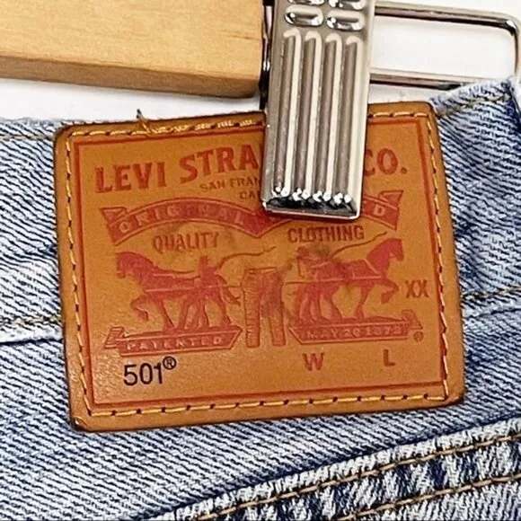 Levi's 501 High rise Distressed Medium Wash Cut Off Shorts Size 29