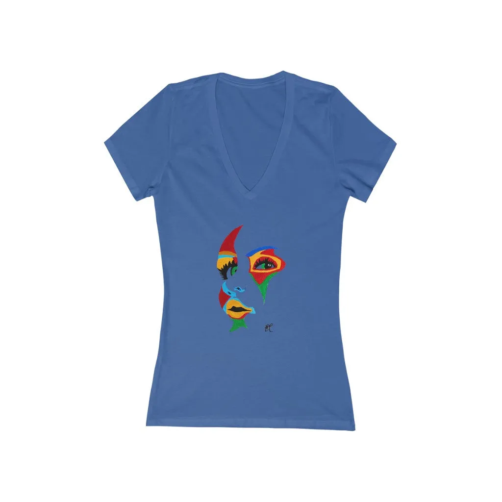 LIBÉRANOS - Women's Jersey Short Sleeve Deep V-Neck Tee