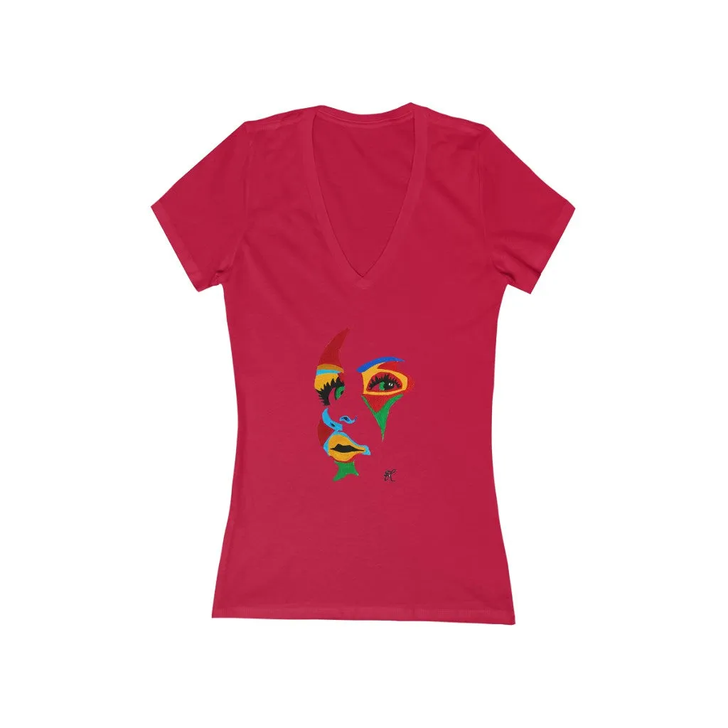 LIBÉRANOS - Women's Jersey Short Sleeve Deep V-Neck Tee