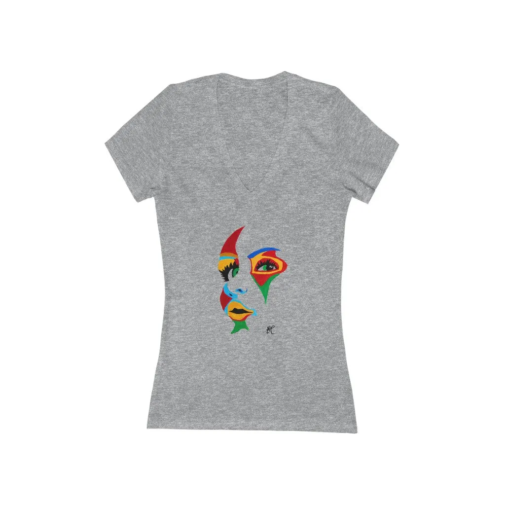 LIBÉRANOS - Women's Jersey Short Sleeve Deep V-Neck Tee