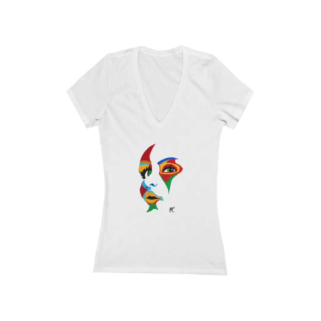 LIBÉRANOS - Women's Jersey Short Sleeve Deep V-Neck Tee