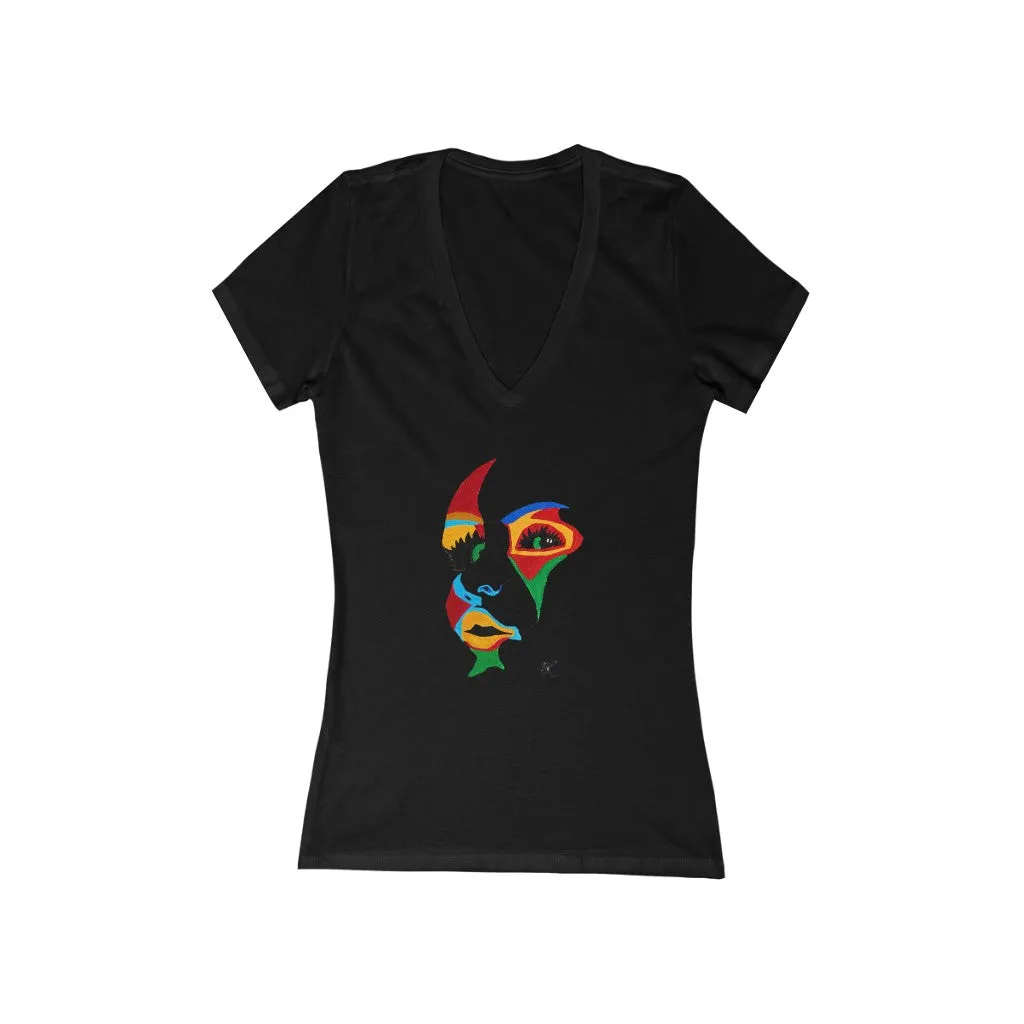 LIBÉRANOS - Women's Jersey Short Sleeve Deep V-Neck Tee