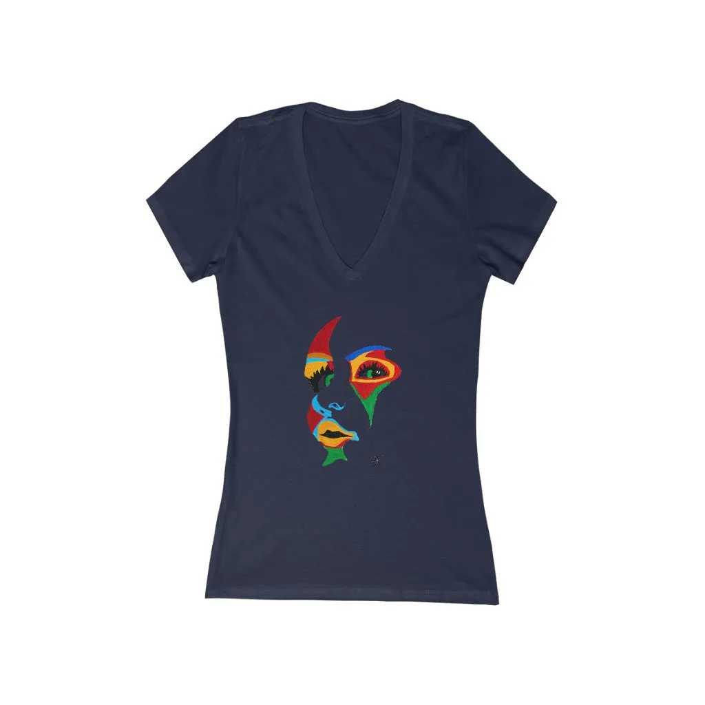 LIBÉRANOS - Women's Jersey Short Sleeve Deep V-Neck Tee