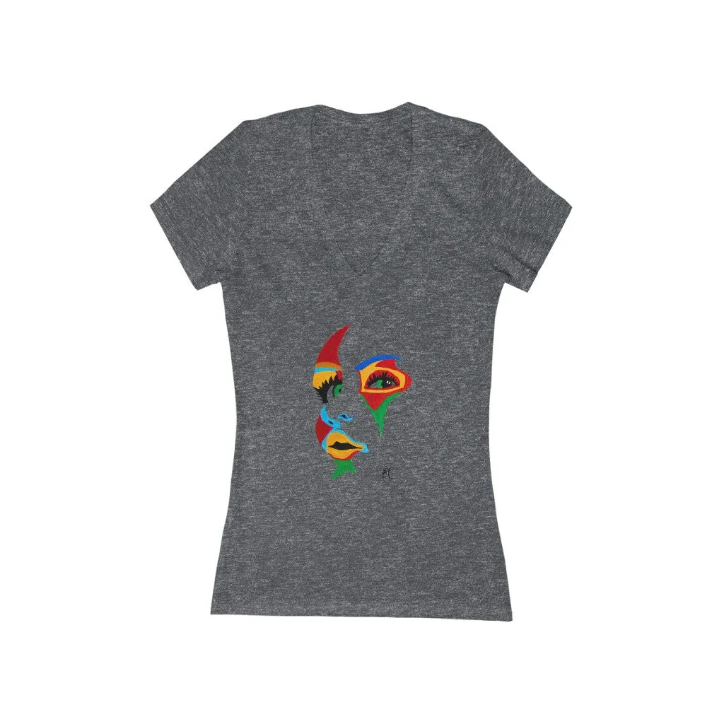 LIBÉRANOS - Women's Jersey Short Sleeve Deep V-Neck Tee