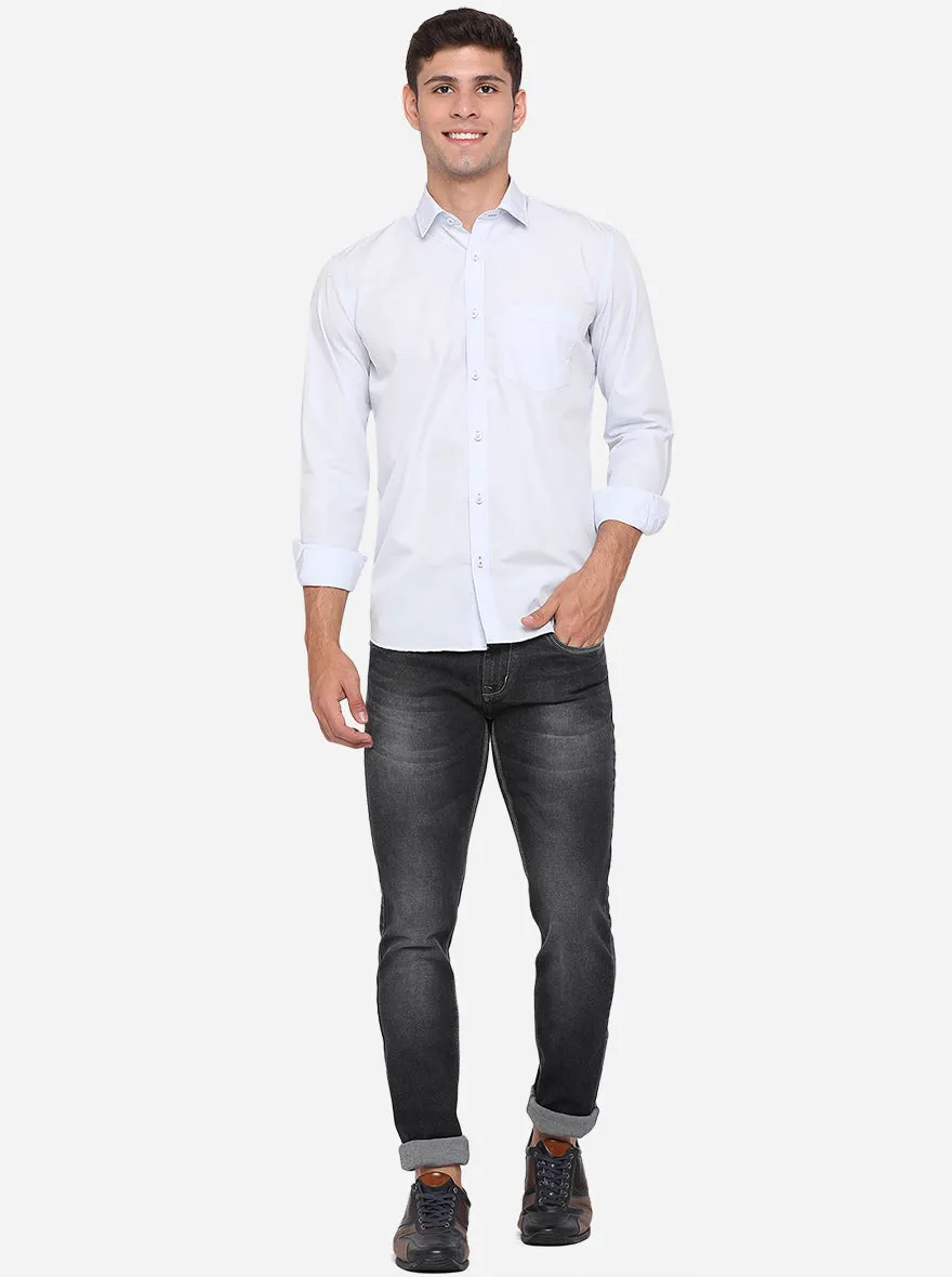 Light Blue Solid Slim Fit Casual Shirt | JadeBlue