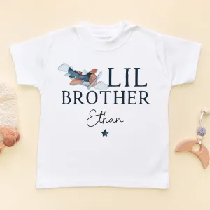 Lil Brother Airplane Personalised Toddler & Kids T Shirt