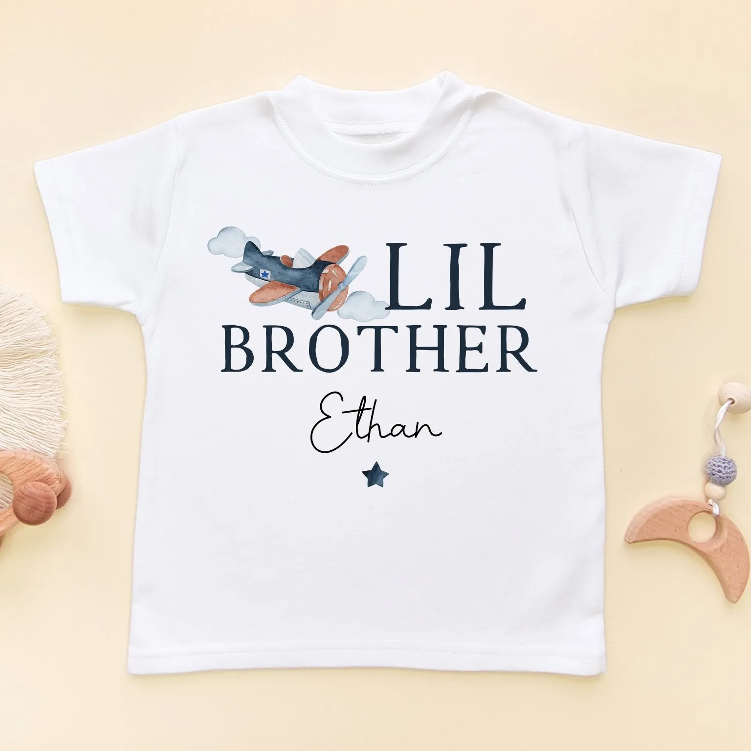 Lil Brother Airplane Personalised Toddler & Kids T Shirt