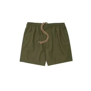 LINEN HOUSE SHORTS IN MOSS GREEN