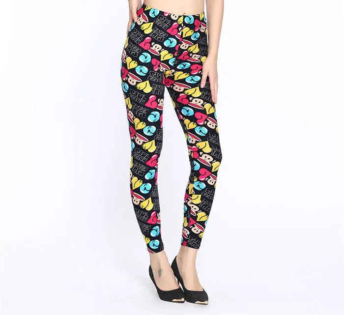 Lip Dot Cartoon Leggings Women With Print leggings soft hot thickness spandex /Cotton Pants Legging stretch female leggins