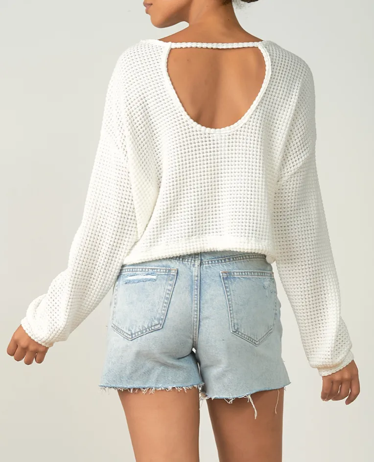 Long Sleeve Draw String Waist Top