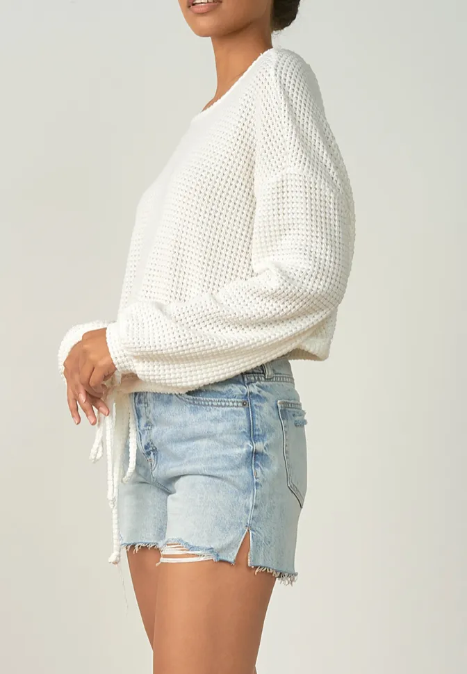 Long Sleeve Draw String Waist Top