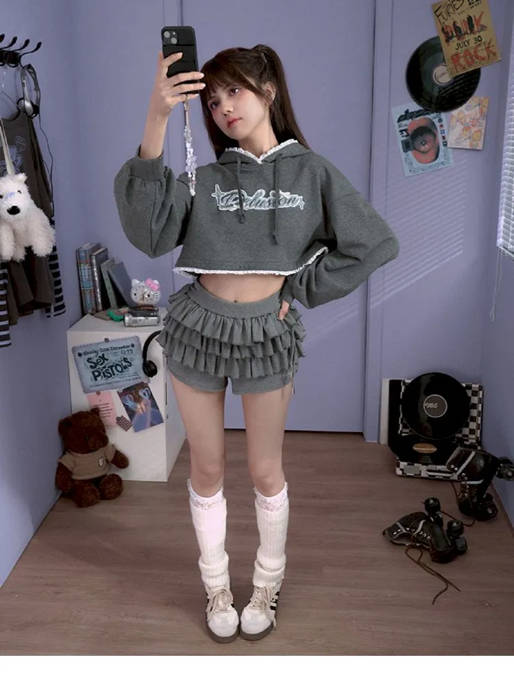 loose gray hooded petite tops