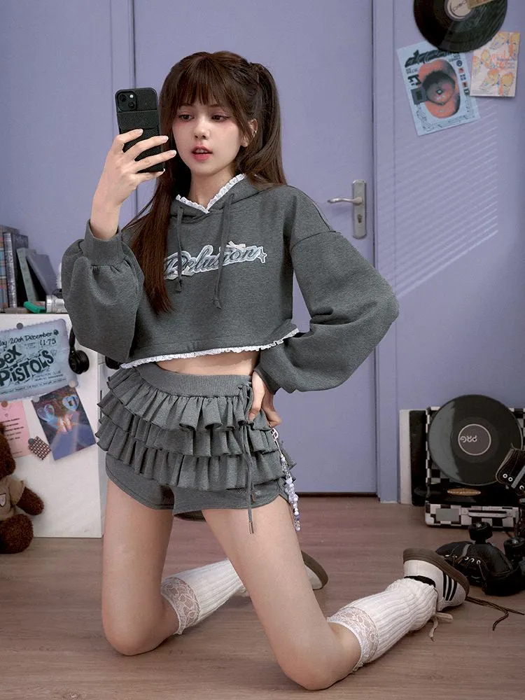loose gray hooded petite tops