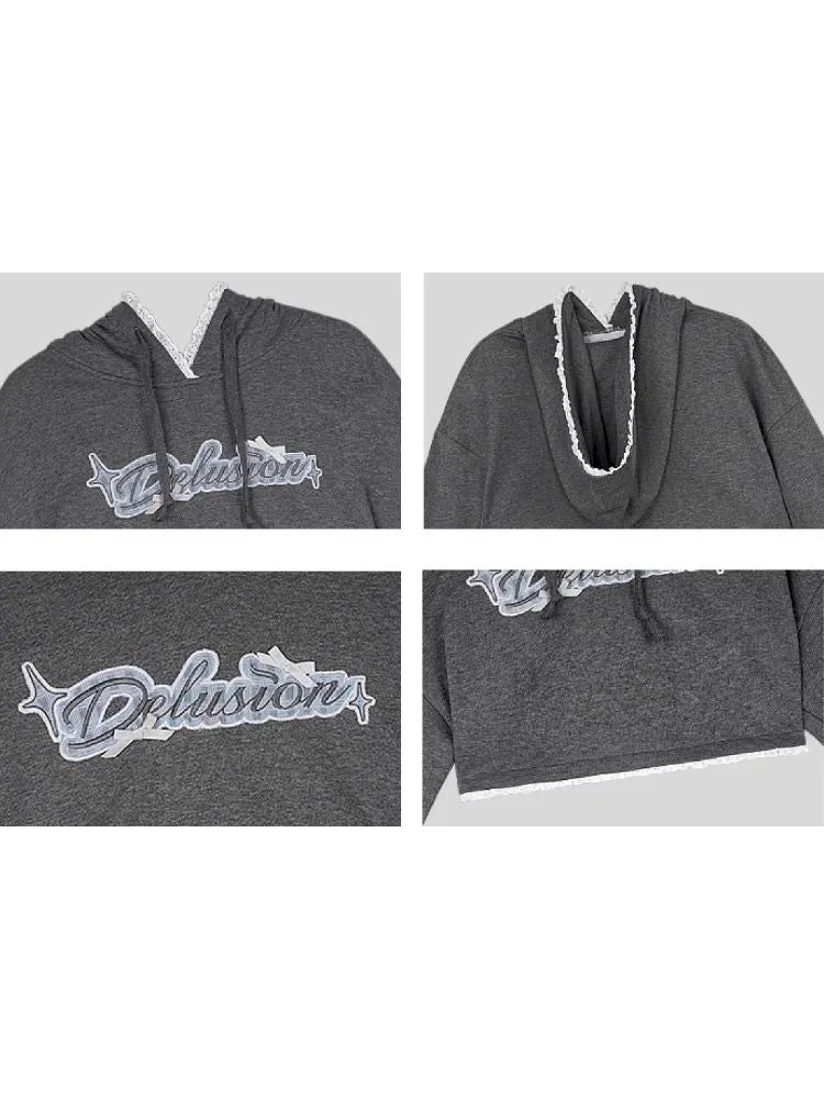 loose gray hooded petite tops