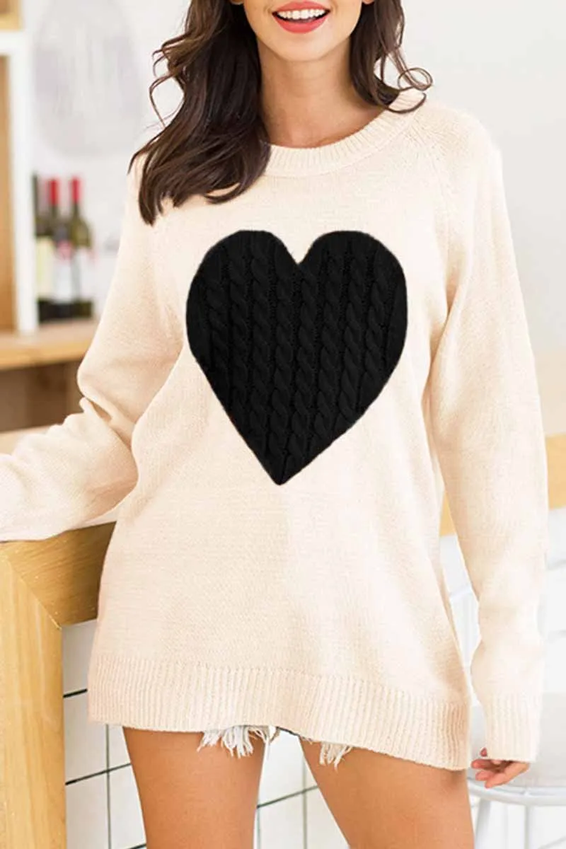 Loose Heart Shaped Sweater (3 Colors)